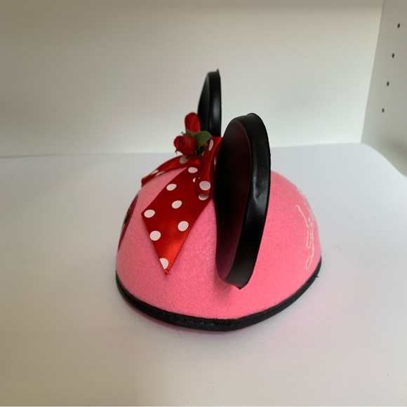VINTAGE DISNEYLAND KIDS PINK / BLACK MINNIE MOUSE EARS EMBROIDERED HAT JESSICA - Picture 4 of 5